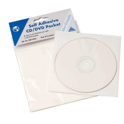 COLBY SELF ADHESIVE SINGLE CD/DVD POCKET PACK 5 CLEAR