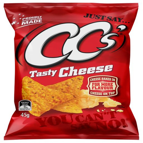 CC'S TASTY CHEESE CORN CHIPS 45GM (Carton of 18) *** Short Dated: 21-Mar-2026 ***