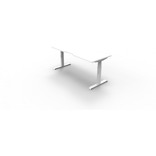 Boost Plus Height Adjustable Workstation 1800W x 750D x 620 - 1270H in Natural White Top and White Satin Frame