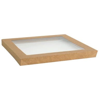 Brown Kraft Catering Tray Lid Medium with PET Window Carton of 100