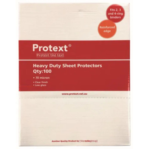 Protext A4 Heavy Duty Sheet Protectors 70 Micron Clear Glass Finish, Box of 100