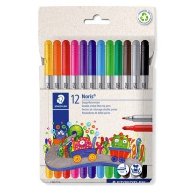 Staedtler 320 Noris Fibre -Tip Pens With 2 Tips - Wallet of 12