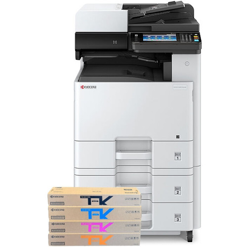 Kyocera ECOSYS M8130CIDN A3 Multi-Function Colour Laser Printer White with PF-471 Paper Feeder Tray (2 x 500 Sheets Capacity) and Bonus Free Set of Toners