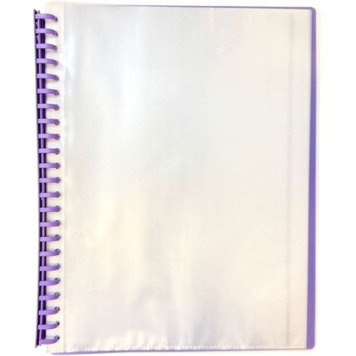 DISPLAY BOOK - CLEAR FRONT COVER - A4 20 POCKET - REFILLABLE - PURPLE