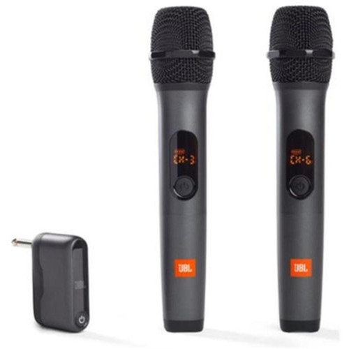 JBL Wireless Microphone System Plug & Play with Rechargeable UHF Dual Channel Wireless Receiver - Black, Pack of 2