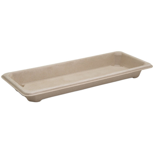 Sugarcane/ Bagasse Sushi Trays Natural Long 221 x 92 x 22mm, Pack of 50