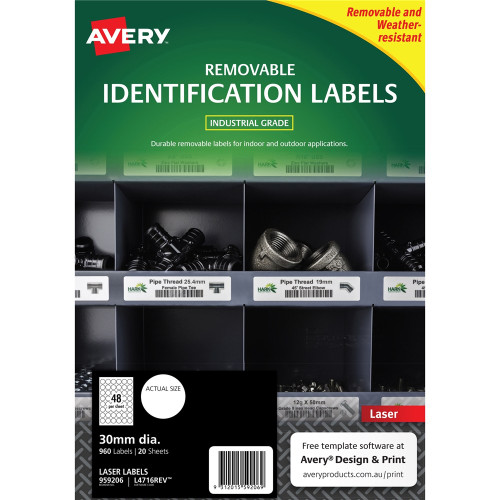 Avery 959206 Heavy Duty Industrial Labels White L4716