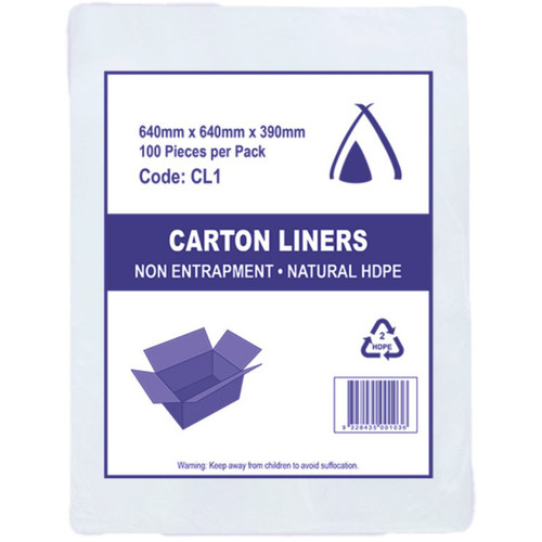 HDPE Carton Liner Roll 13um Perforated 640mm x 640mm x 390mm Pack of 100