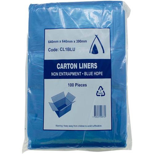 HDPE 13um Blue Carton Liners 640 x 640 x 390mm, Pack of 100
