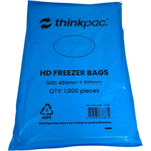 12" x 18" Natural Freezer Bags 450 x 300mm, Pack of 1000 pcs