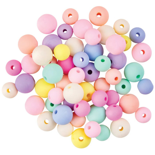 Wooden Beads Pastel Colours Pack of 60