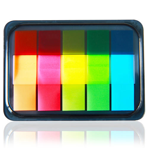 Deli Index Tabs 44 x 12mm, Pack of 5 Assorted Colours (100 Sheets)