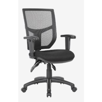 HALO MESH BACK CHAIR ADJUSTABLE SEAT/ BACK HEIGHT & TILT WITH ARMS 135KG RATING