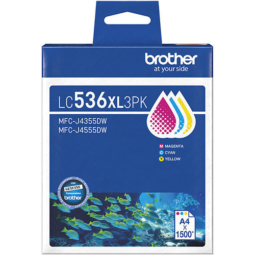 Brother LC-536XL3PK Original Cyan, Magenta Yellow Ink Cartridge 1.5K Yield Suits MFC-J4355DW/ J4555DW/ J6560DW/ J6975DW/ J5110DW, Value Pack of 3
