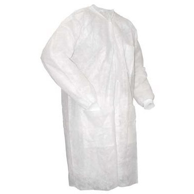 Disposable Lab Coats Non Woven PP Double Stitched XL 125 cm x 125 cm Carton of 100 White SR3213