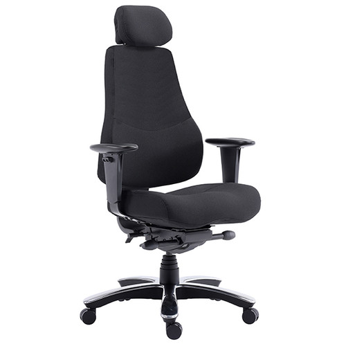 Fender Heavy Duty Multi Shift Chair with Arms and Headrest in Black Fabric  - 7 Yr Warranty