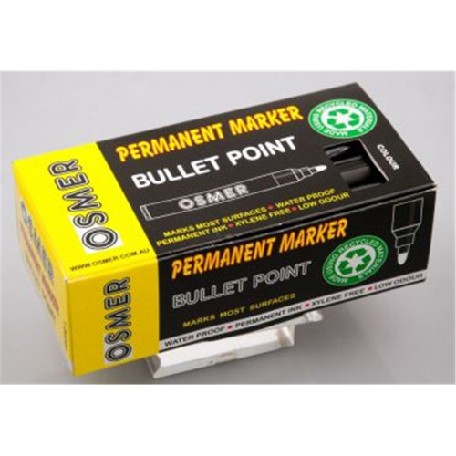 OSMER PERMANENT MARKERS BULLET POINT Black Recycled Bx12