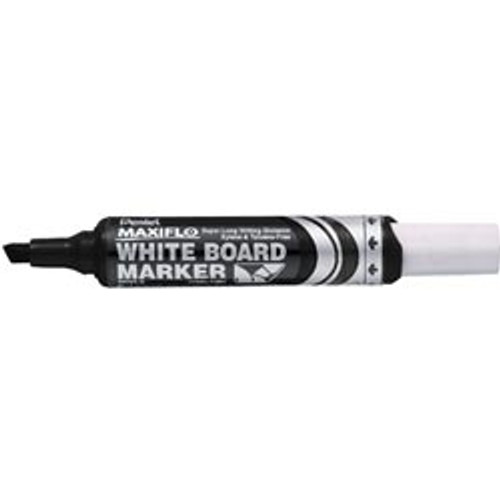 Pentel MWL6 Maxiflo Whiteboard Marker Chisel Point 3.0-7.0mm Black, Each