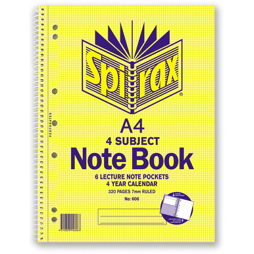 SPIRAX SUBJECT NOTEBOOKS 606 A4 4 Subject 320Pg SB *** While Stocks Last ***