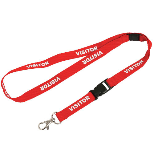 REXEL PRE PRINTED LANYARD Visitor Red (Pack of 5)