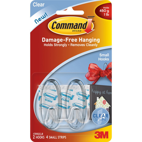COMMAND CLEAR SMALL HOOK 2 Pack 17092CLR (Pack of 36)