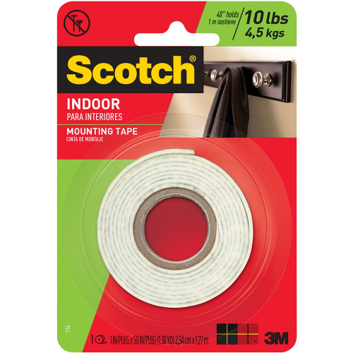 SCOTCH HEAVY DUTY FOAM MOUNTING TAPE No.114 - 25.4mmx1.27m 70006933264