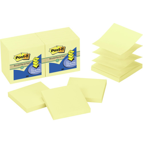POST-IT R330-RP POP UP YELLOW NOTES Refills 100% Recycled 76x76mm, Pk12