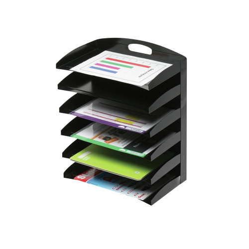 MARBIG METAL DESK TOP ORGANISER 6 Tier Metal Black L385mm x W230mm x H500mm