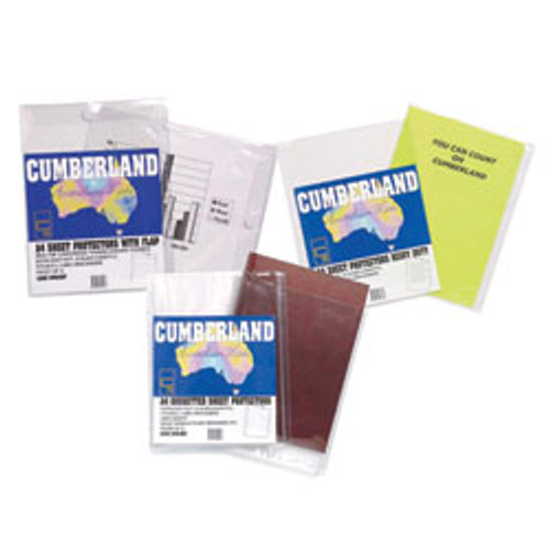 CUMBERLAND SHEET PROTECTOR A4 Unpunched Fits 2, 3, 4 Ring, Pk25