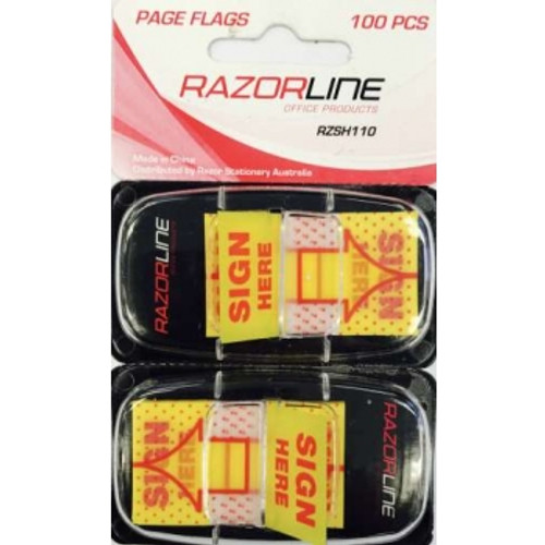 RAZORLINE SIGN HERE FLAGS Pkt 100 (Pack of 2) (Replaced by DEL-A10101)