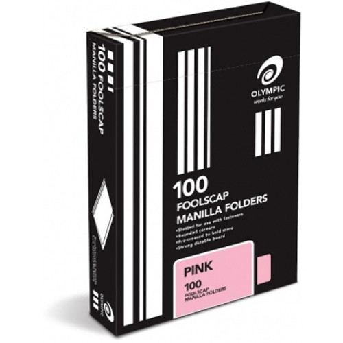 OLYMPIC MANILLA FOLDERS Foolscap, Pink Bx100