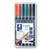 Staedtler 314 Lumocolor Permanent Broad Pens - Wallet of 6 Assorted Colours