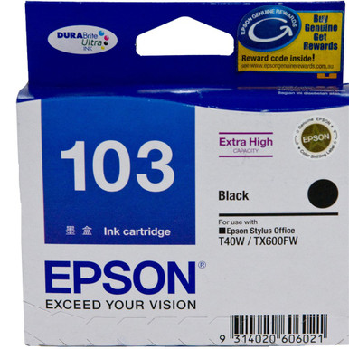 EPSON STYLUS NO103 T40W/TX600FW/T30/40W HY BLACK - Melbourne Office Supplies