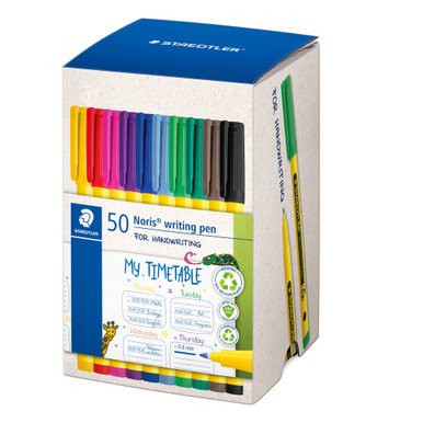 Feutres Staedtler Noris Writing Pen 307 - Lot De 4, Pointe 0,6 Mm, En Plastique 97% Recyclé - Encre DRY SAFE, Lavable