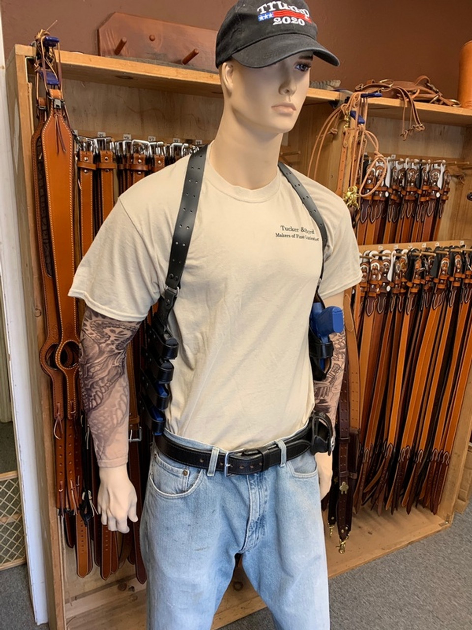 Tucker Full Shoulder Holster with Double Mag Pouch - Tucker Gunleather Store