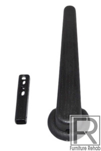 Furniture Rehab (FR) Brand.  Recliner sofa loveseat side replacement handle.  Black wood grain texture finish 5/8" hole opening.  Fits many different brands of recliners etc.  Easy install.  Inexpensive way to replace recliner footrest release handle.