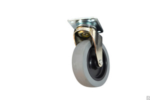 Caster Wheel With Locking Brake, Solid Rubber Caster Wheel, 3 Inch Diameter Caster, Rubber Caster with Swivel Plate