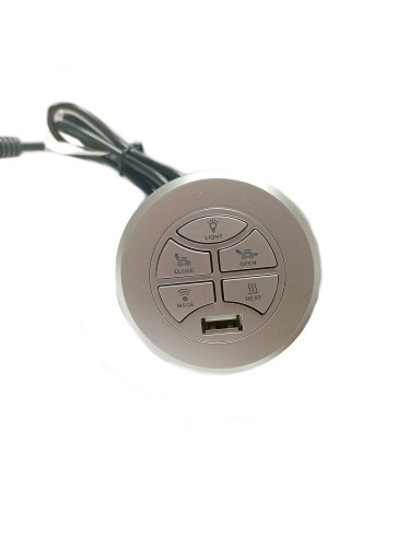 Round Multi Function Single Motor Switch with USB Controls Heat Massage Functions Silver