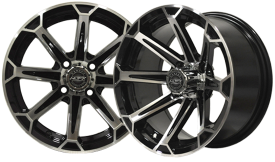 Madjax VORTEX 14x7 Machined/Black Wheel Golf Cart King