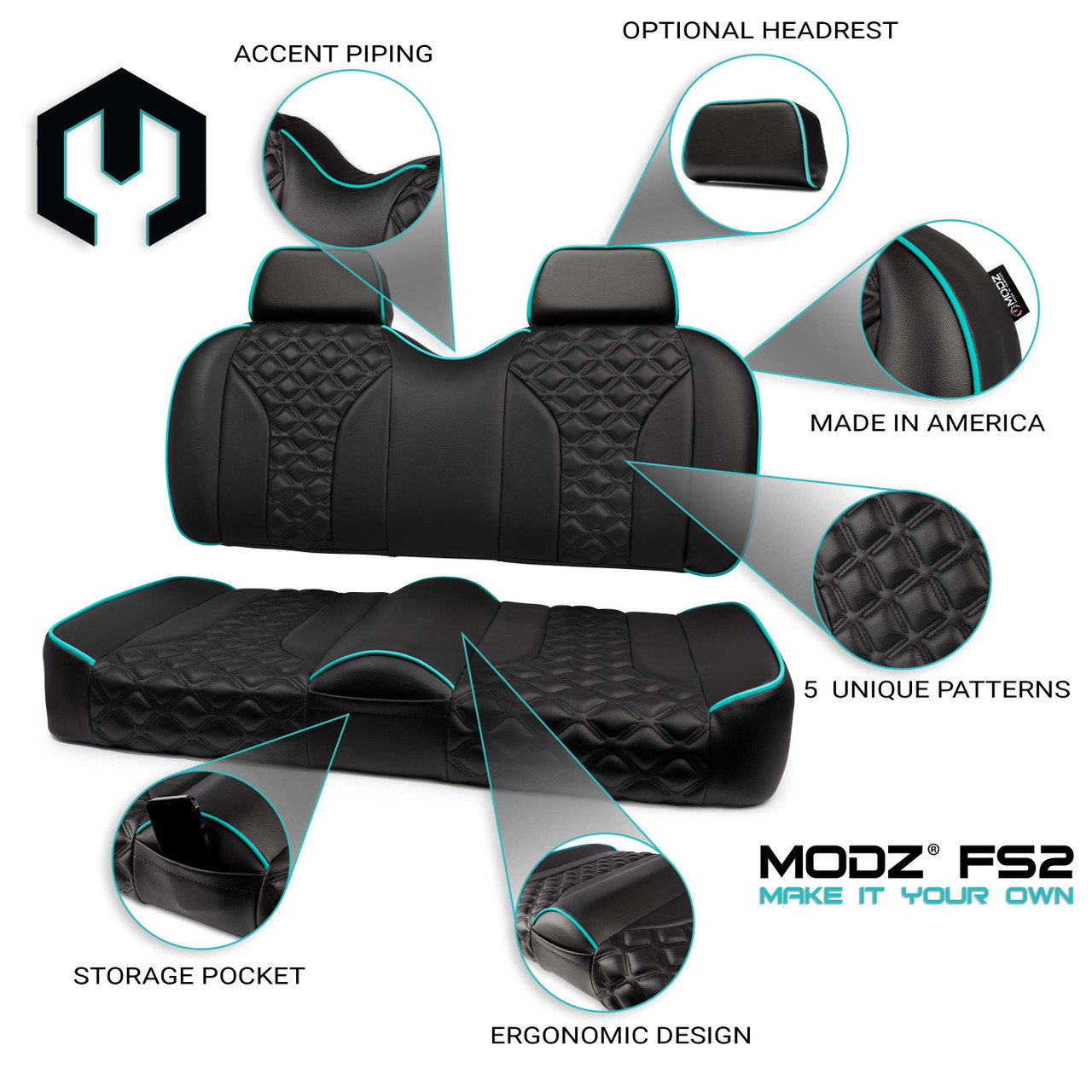 MODZ® FS2 Custom Front Seat - Black Base - Choose Pattern and