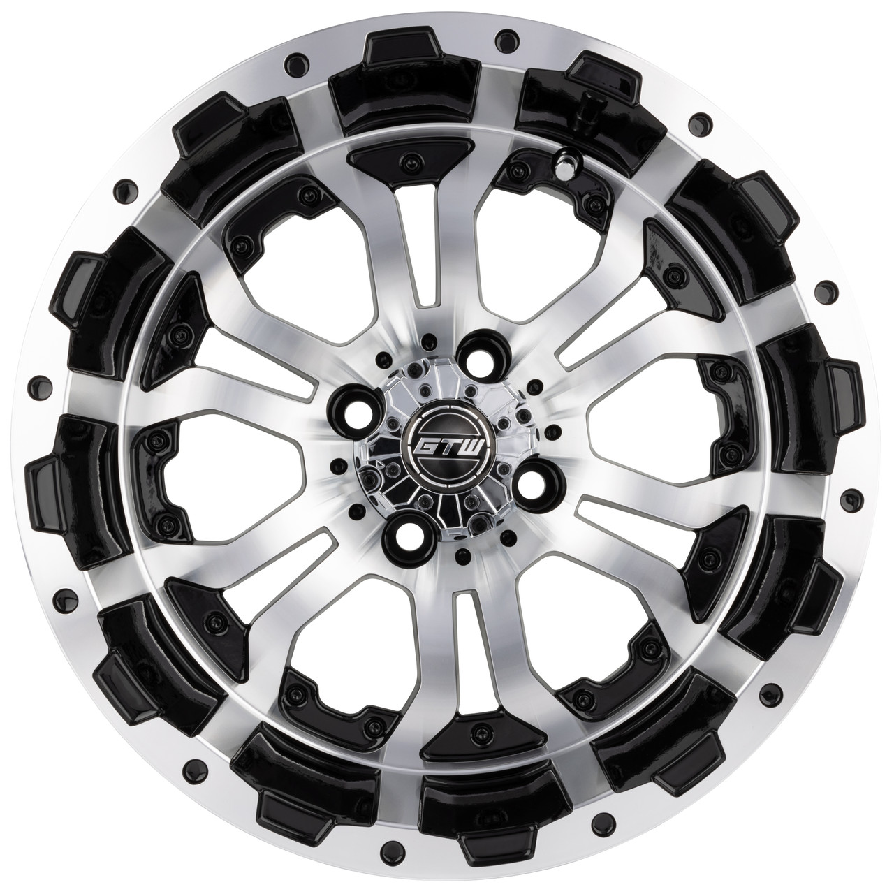14" GTW Omega Machined/Black Golf Cart Wheel