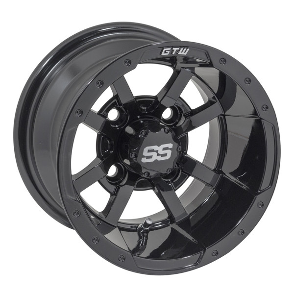 10"x7" GTW Storm Trooper Gloss Black Golf Cart Wheel