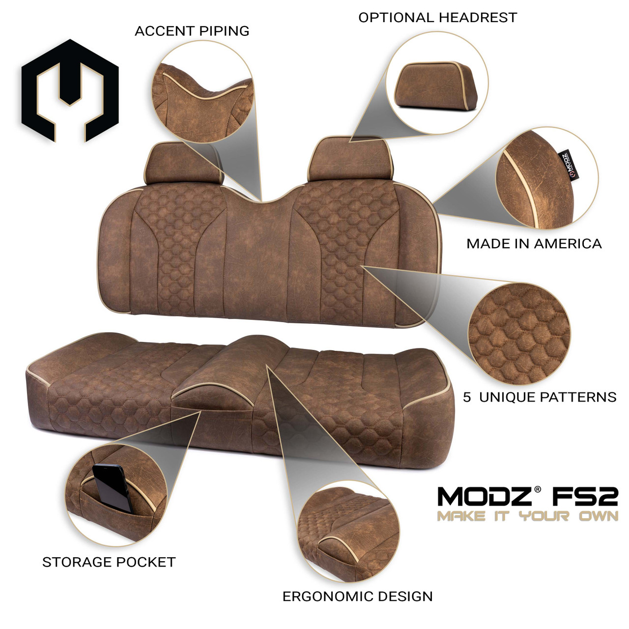 MODZ® FS2 Custom Front Seat - Brown Base - Choose Pattern and