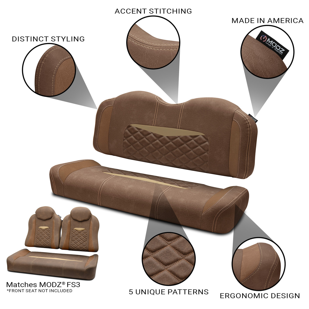 MODZ® RC3 Custom Back Seat - Brown Base - Choose Pattern and