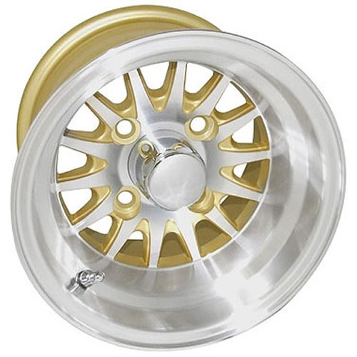 10"x7" RHOX Phoenix Machined/Gold Golf Cart Wheel