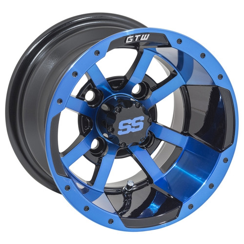 10"x7" GTW Storm Trooper Gloss Black w/ Blue accent Golf Cart Wheel