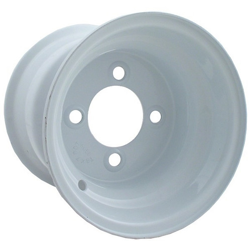 8"x3.75" White Steel Golf Cart Wheel (Centered)