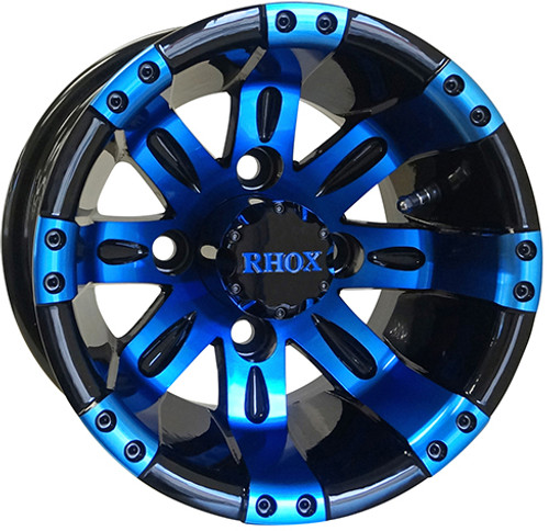 10"x7" RHOX Vegas Black w/ Blue Golf Cart Wheel