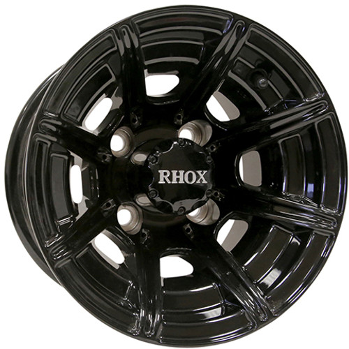 10"x7 " RHOX TIR-RX151 Gloss Black ET-25 Golf Cart Wheel