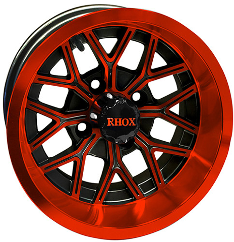 12"x7" RHOX RX283  Gloss Black/Orange ET-25 Golf Cart Wheel